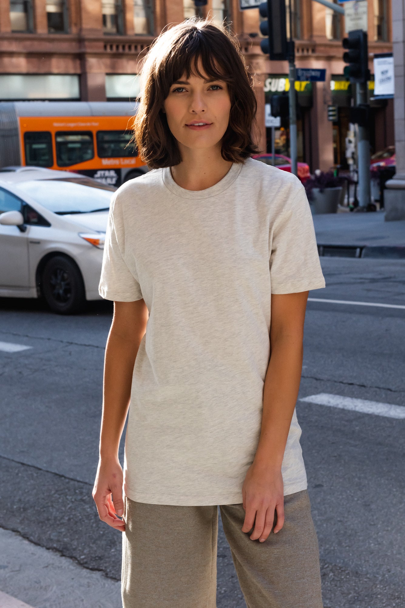 Crew Neck T-shirt | White Heather | CL-1002