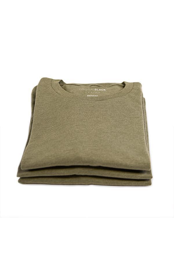 Crew Neck T-shirt 3 Pack - Military Heather-CottonLinks+CA